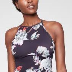 NWOT Athleta Floral High Neck Tie Back Tankini
